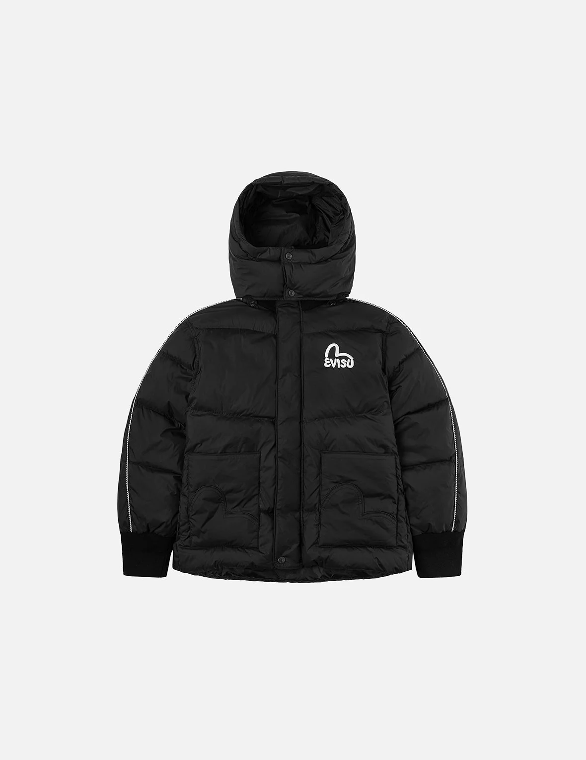 Seagull and Logo Embroidery Fashion Fit Down Jacket with Detachable Hood - Image 3