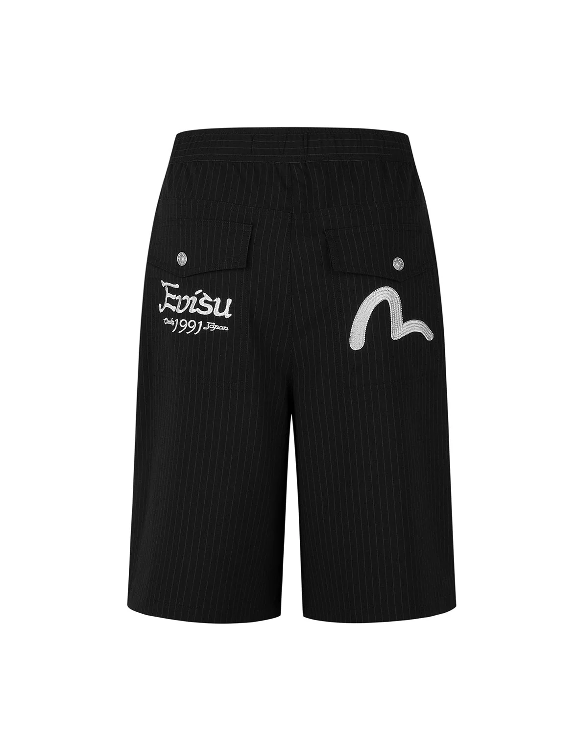 Seagull and Logo Embroidery Fashion Fit Striped Woven Shorts - Image 10