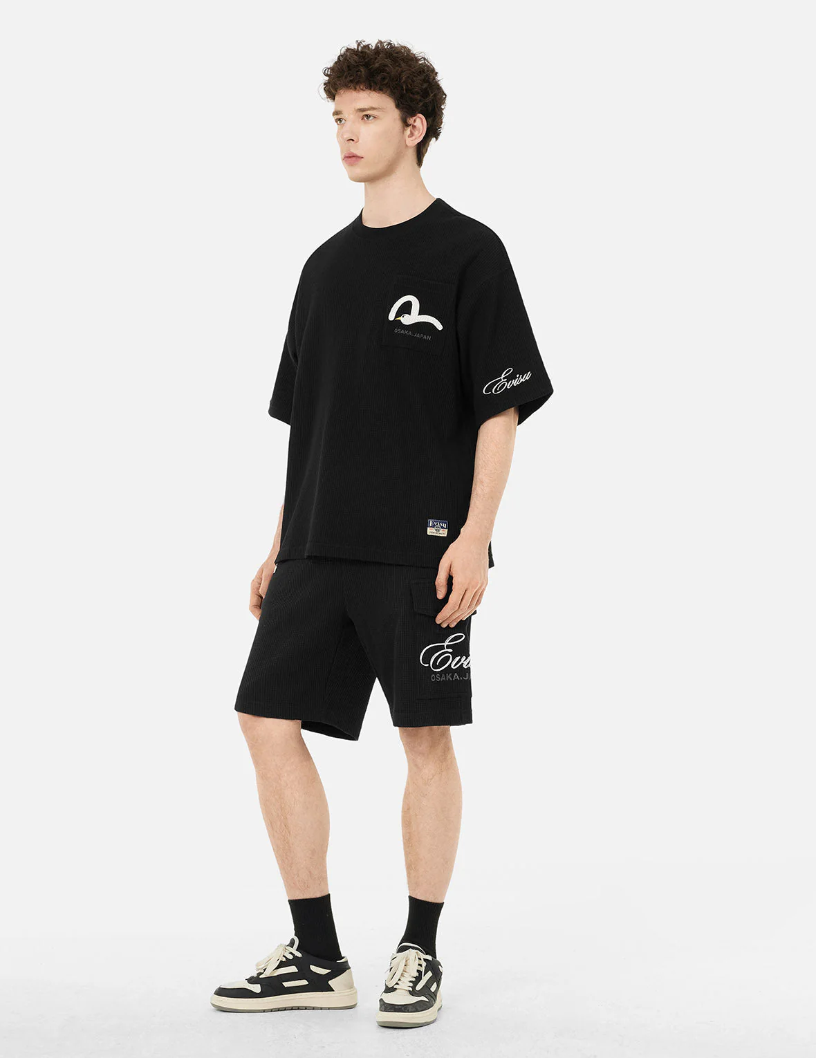 Seagull and Logo Embroidery Fashion Fit Waffle Sweatshorts - Image 6