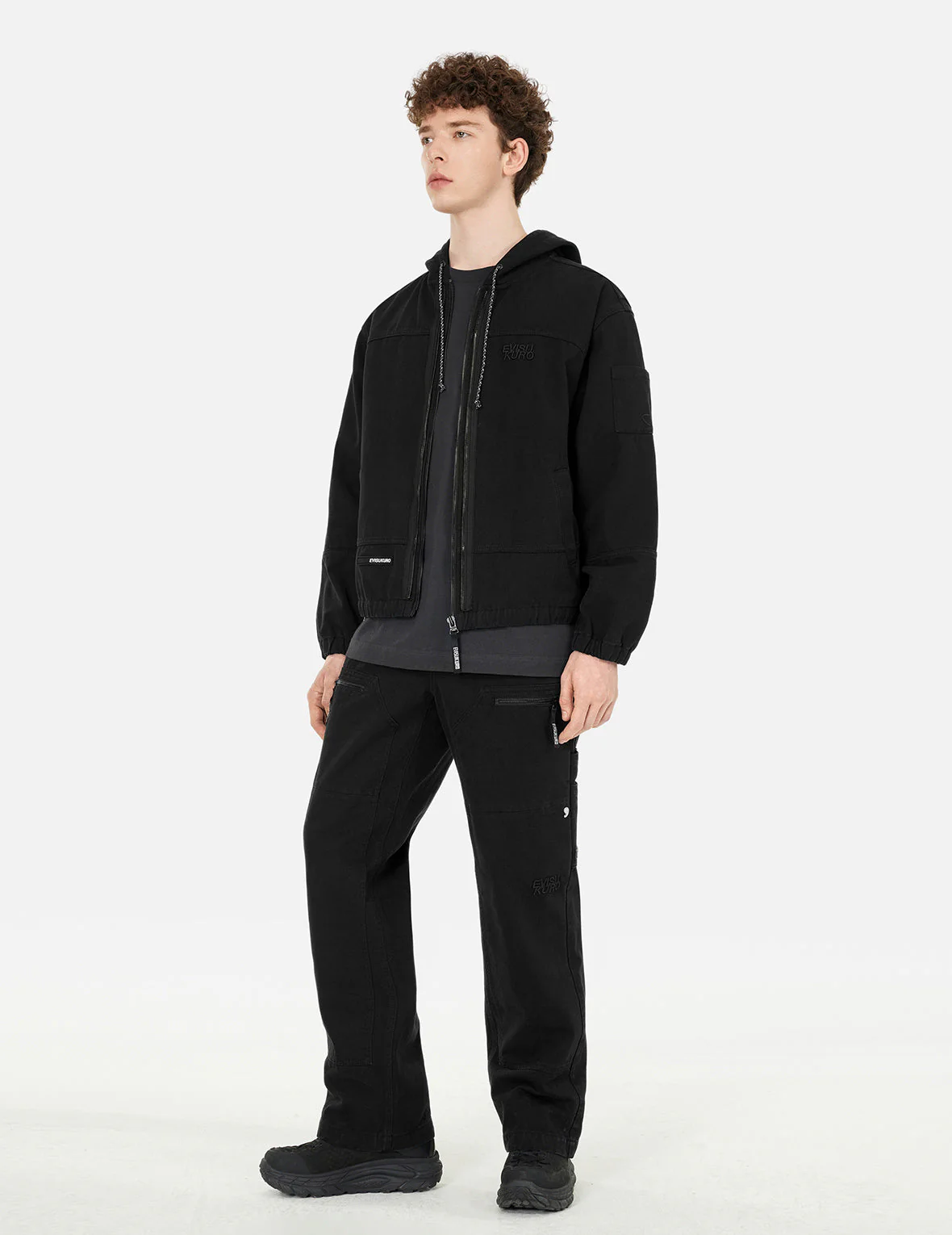 Seagull and Logo Embroidery Loose Fit Cargo Pants - Image 2