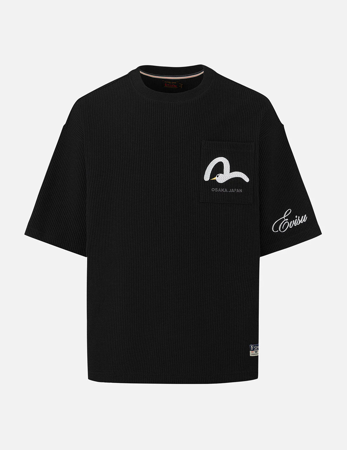 Seagull and Logo Embroidery Oversized Short-Sleeve Waffle Sweatshirt - Image 2