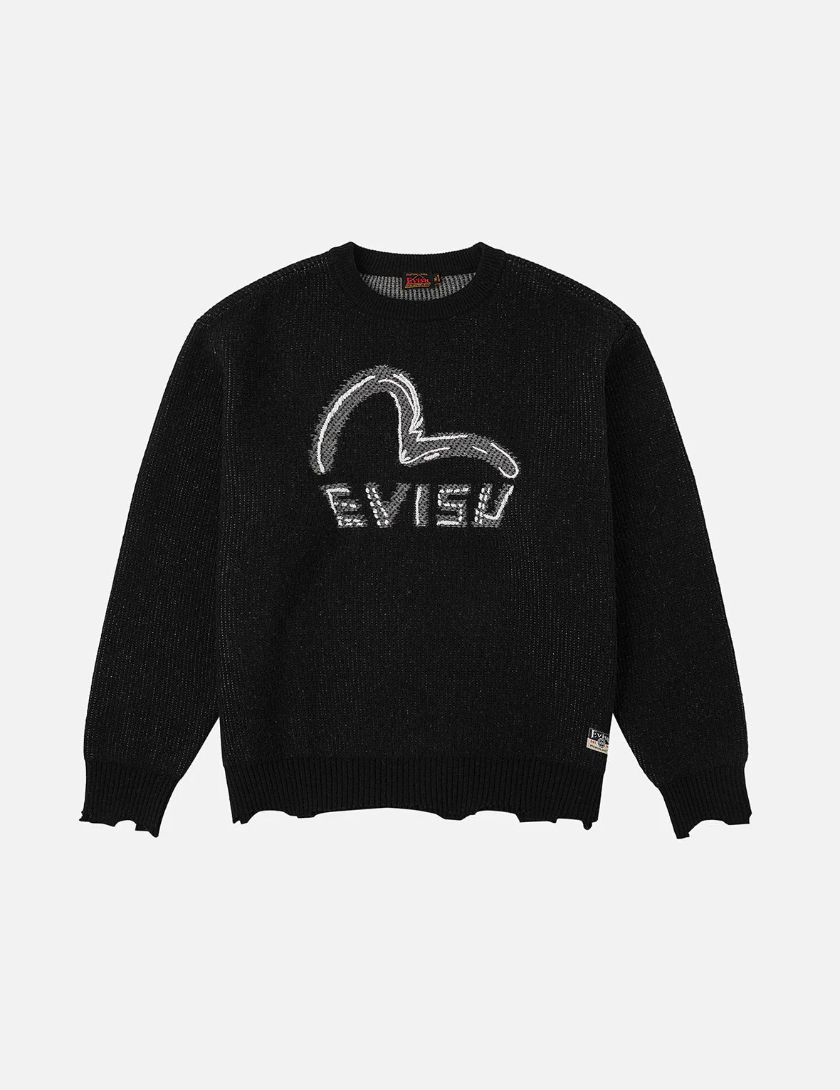 Seagull and Logo Intarsia Relax Fit Knitted Sweater - Image 3