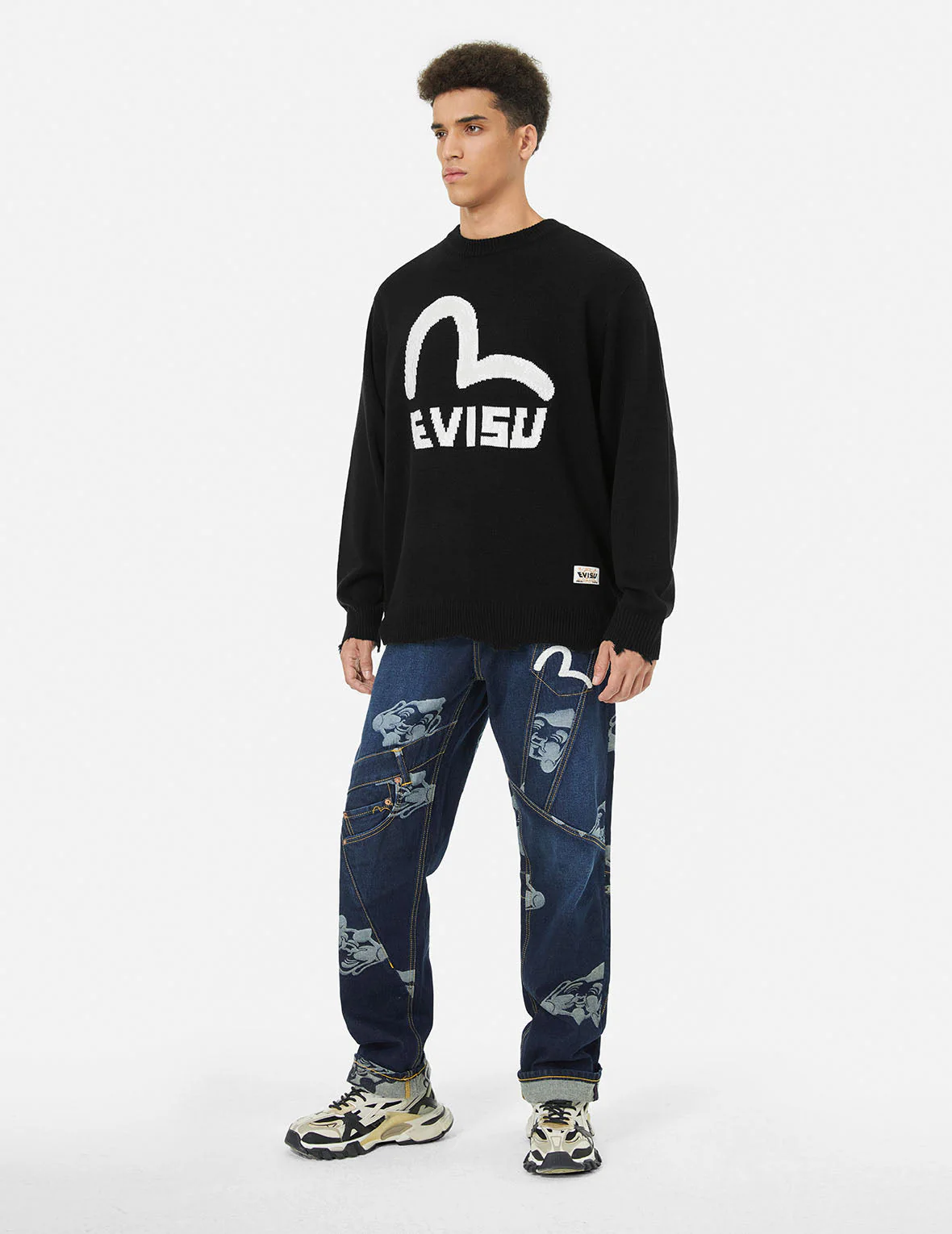 Seagull and Logo Jacquard Loose Fit Knit Sweatshirt - Image 3