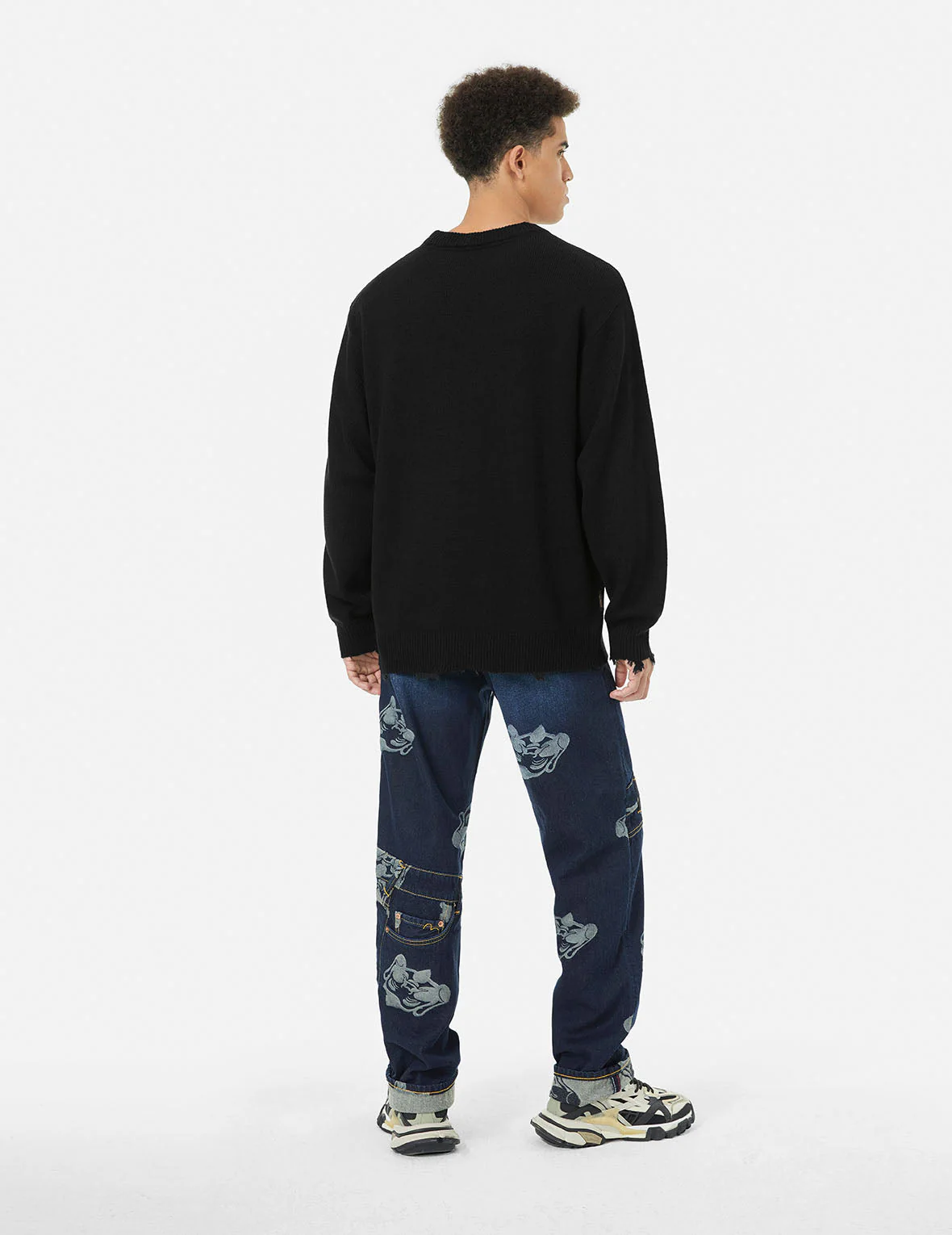 Seagull and Logo Jacquard Loose Fit Knit Sweatshirt - Image 4