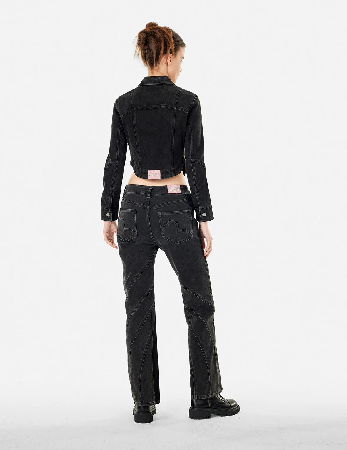 Seagull and Logo Laser Print Fashion Fit Denim Corset Jacket - Image 11