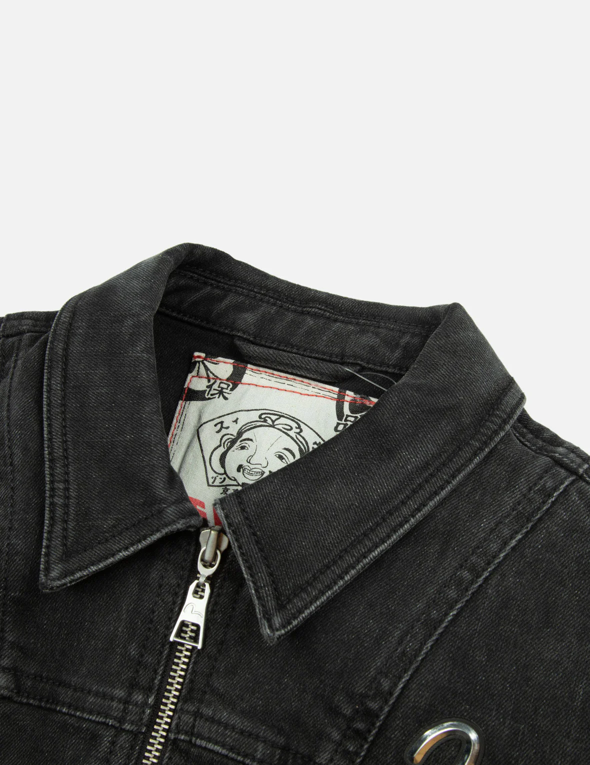 Seagull and Logo Laser Print Fashion Fit Denim Corset Jacket - Image 3