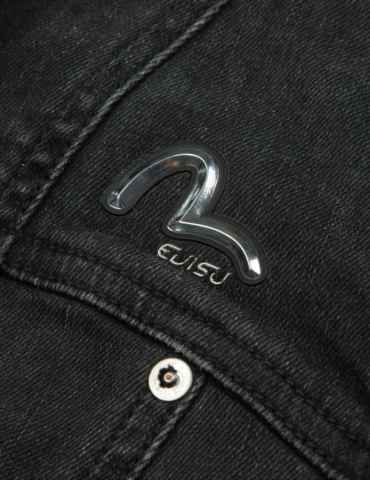 Seagull and Logo Laser Print Fashion Fit Denim Corset Jacket - Image 4