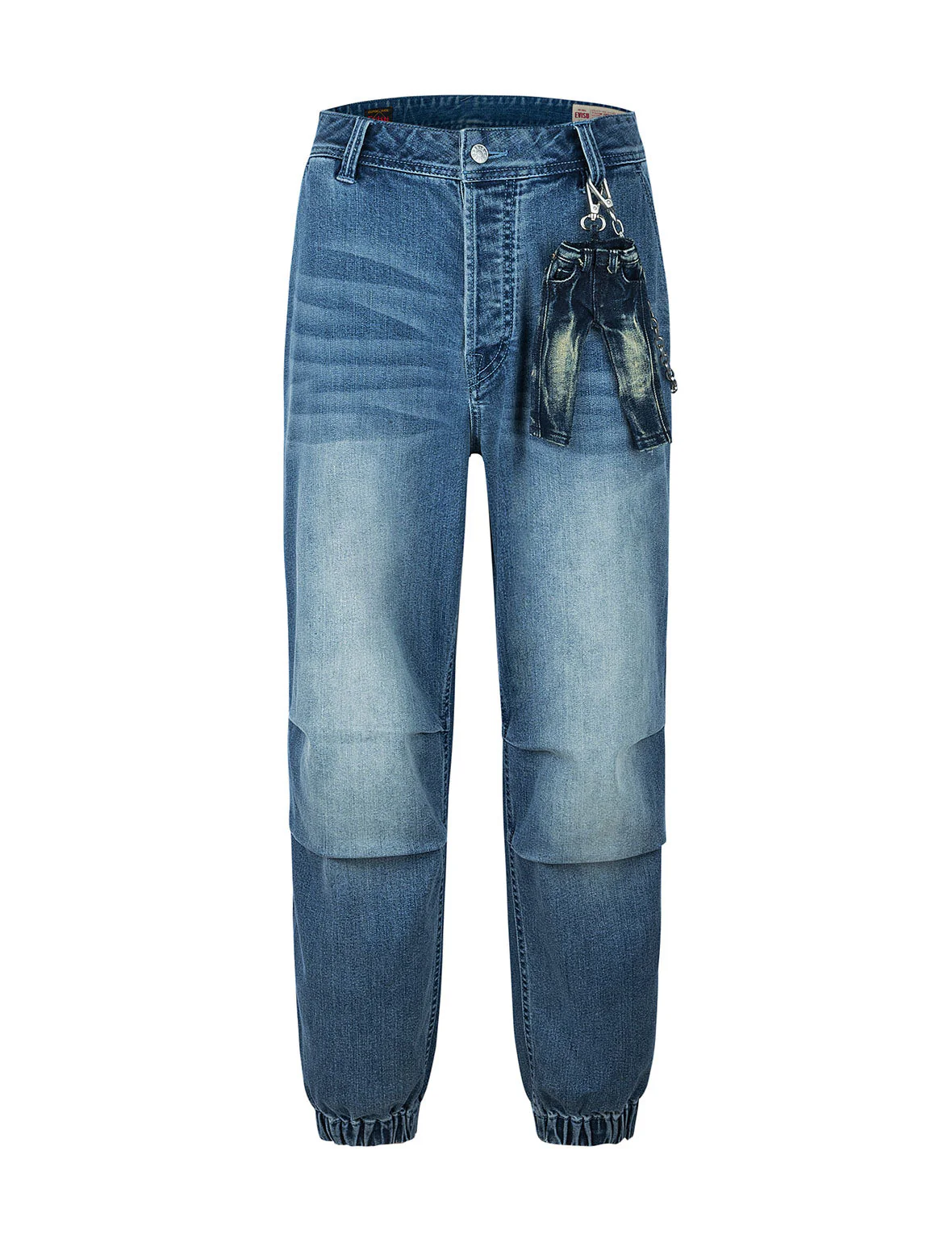 Seagull and Logo Print Loose Fit Denim Joggers - Image 13