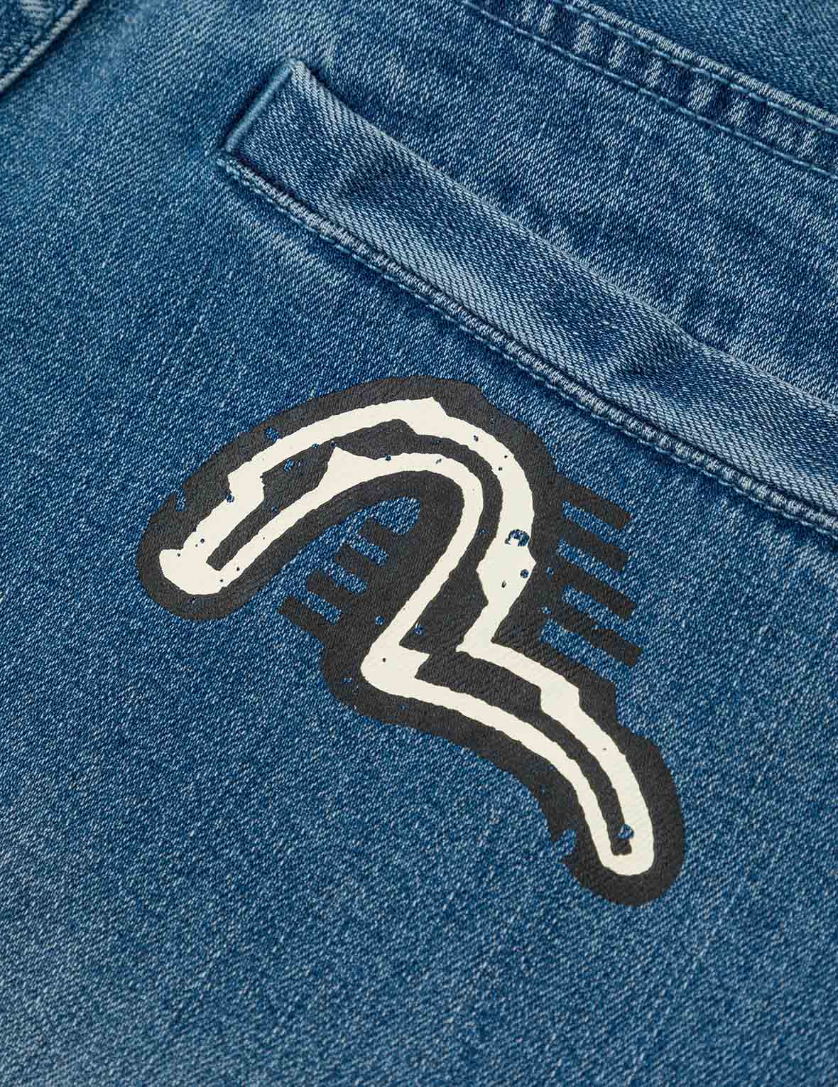 Seagull and Logo Print Loose Fit Denim Joggers - Image 6