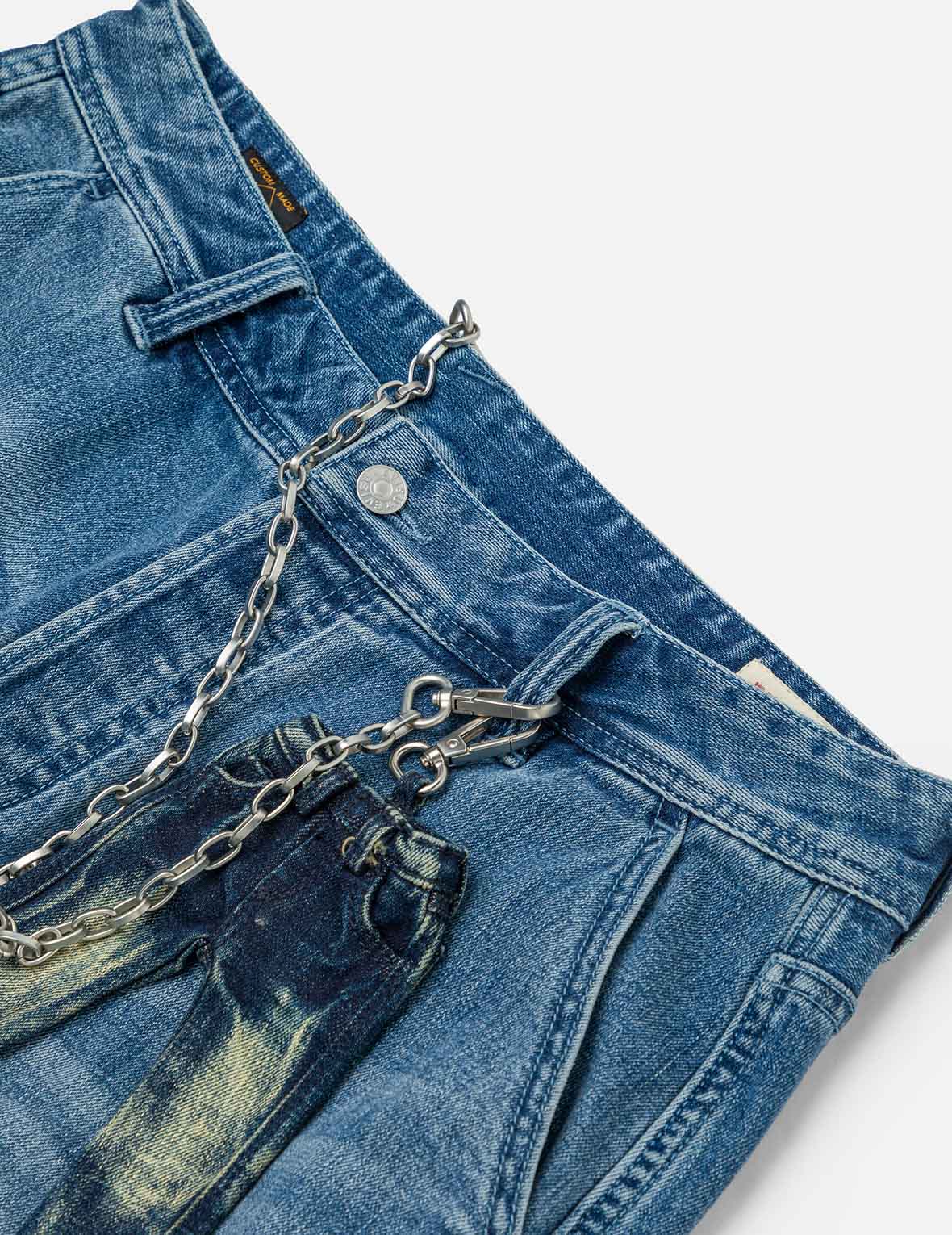 Seagull and Logo Print Loose Fit Denim Joggers - Image 7