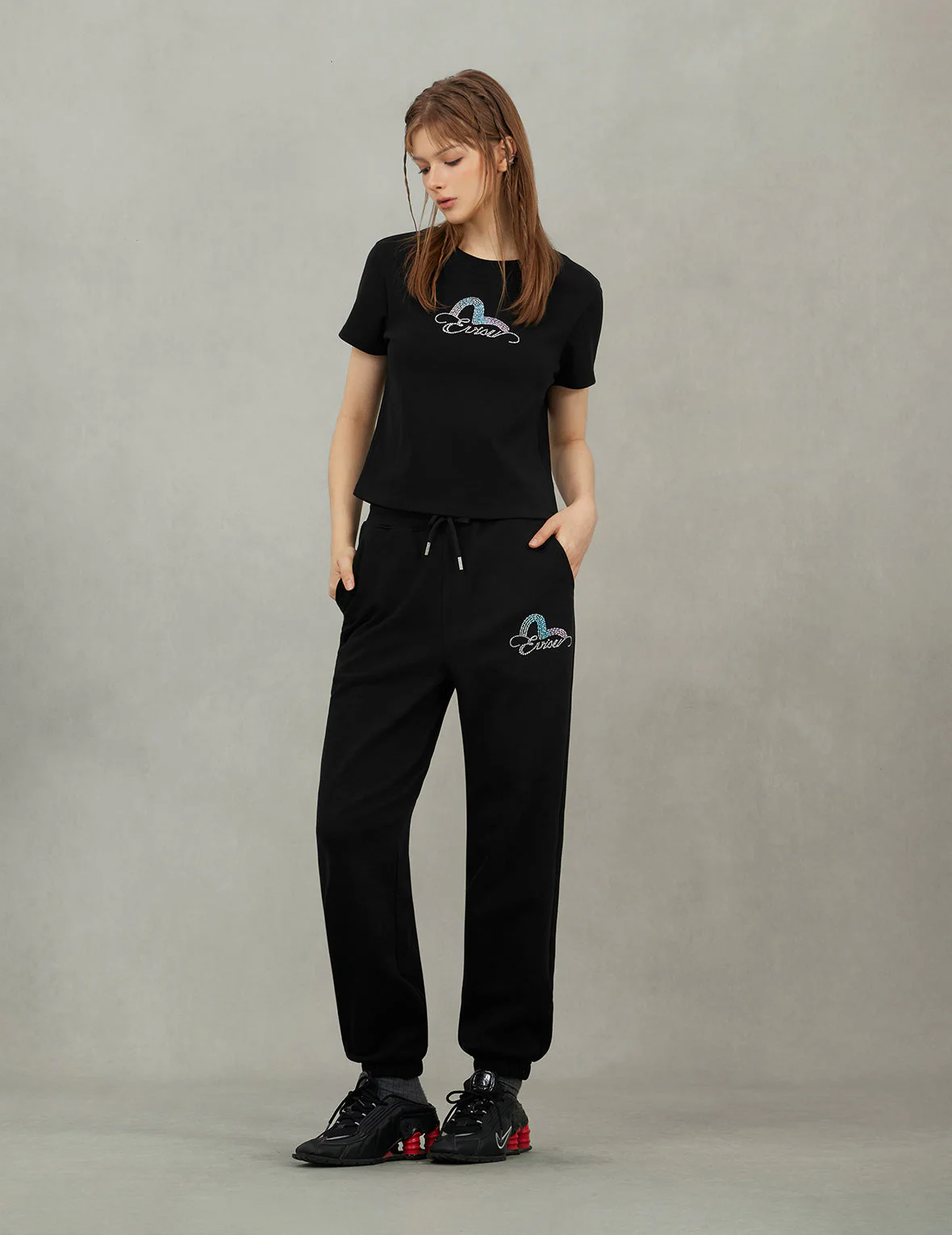 Seagull and Logo Rhinestone Regular Fit Sweatpants - Image 5