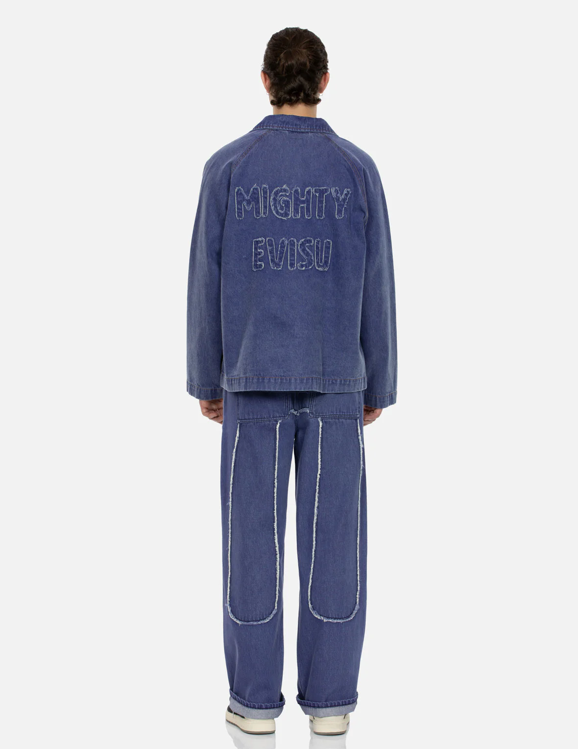 Seagull and Slogan Embroidery Oversized  Denim Coach Jacket - Image 12