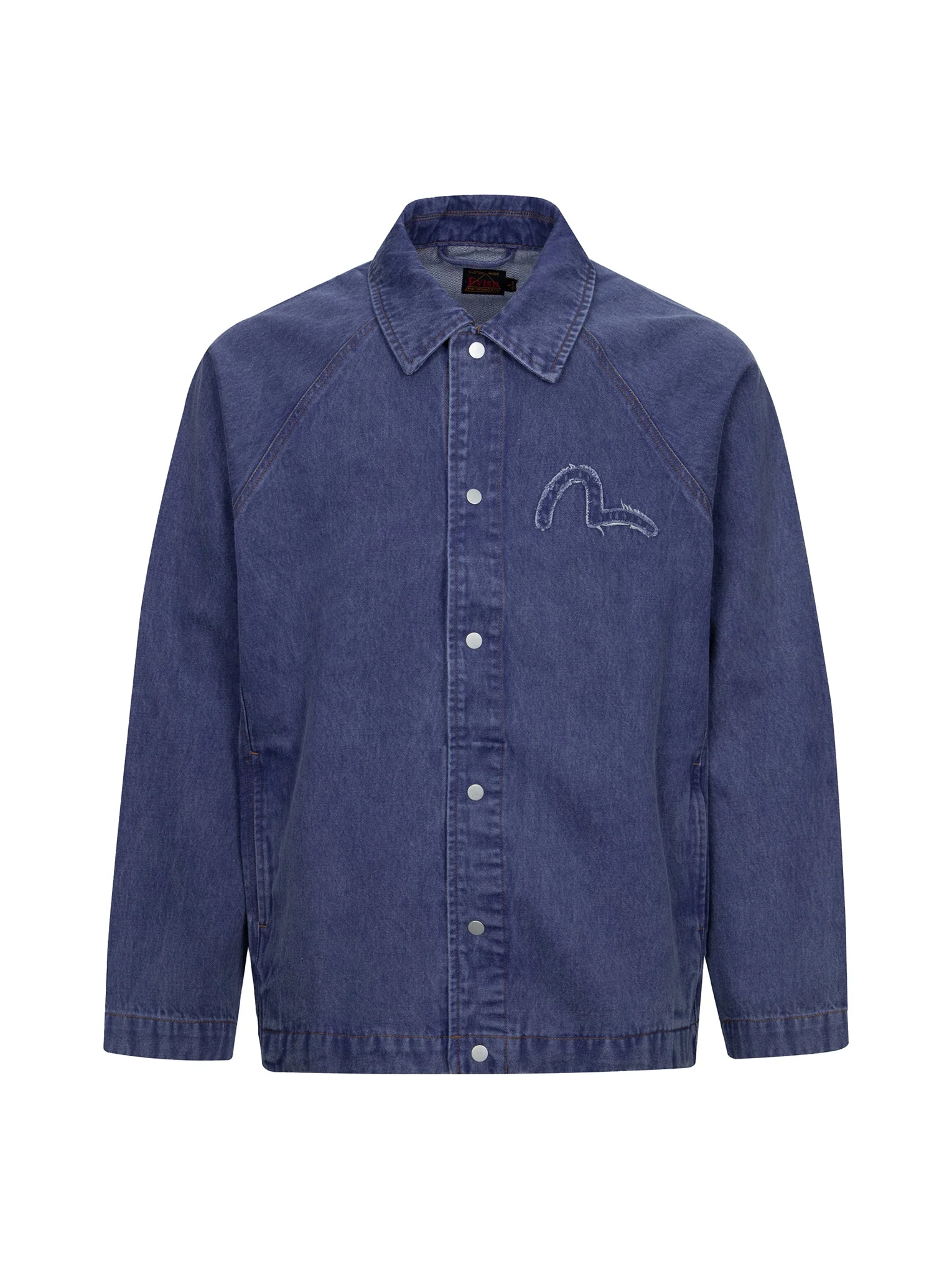 Seagull and Slogan Embroidery Oversized  Denim Coach Jacket - Image 18
