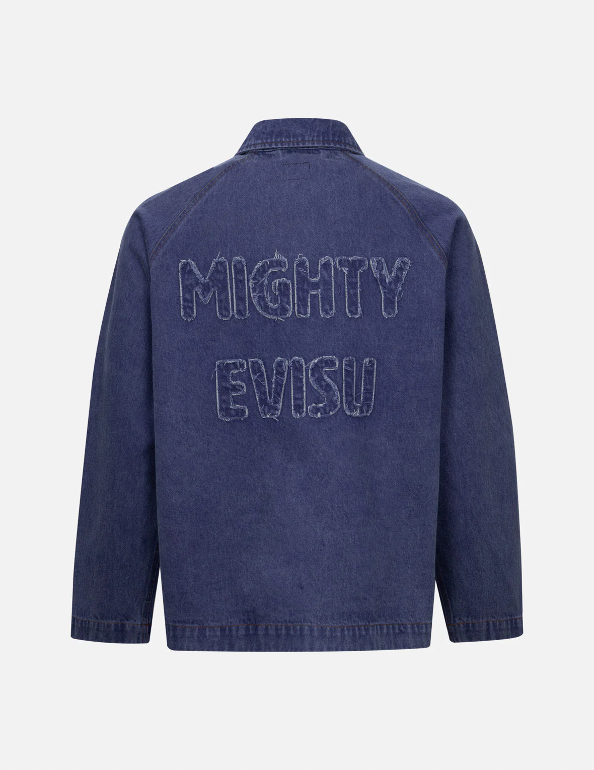 Seagull and Slogan Embroidery Oversized  Denim Coach Jacket - Image 4