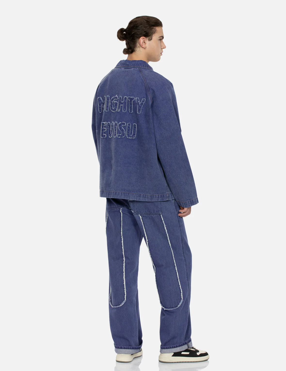 Seagull and Slogan Embroidery Oversized  Denim Coach Jacket - Image 8