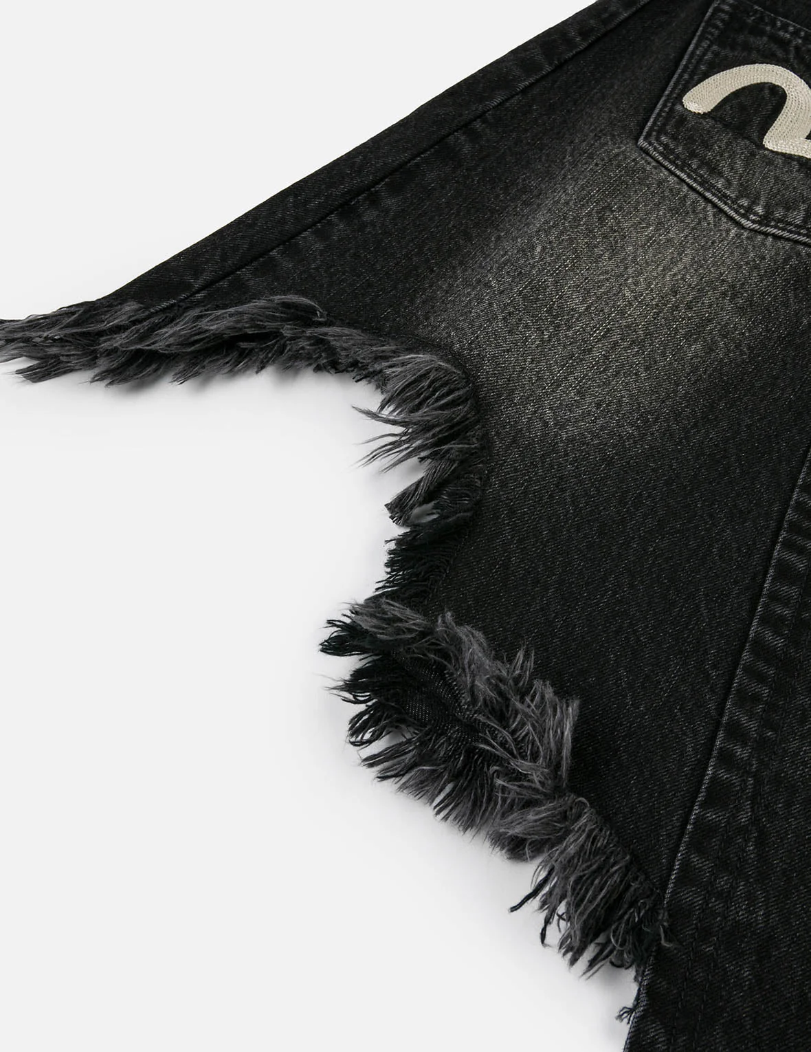 Seagull and Slogan Embroidery Regular Fit Distressed Washed Denim Skirt - Image 11