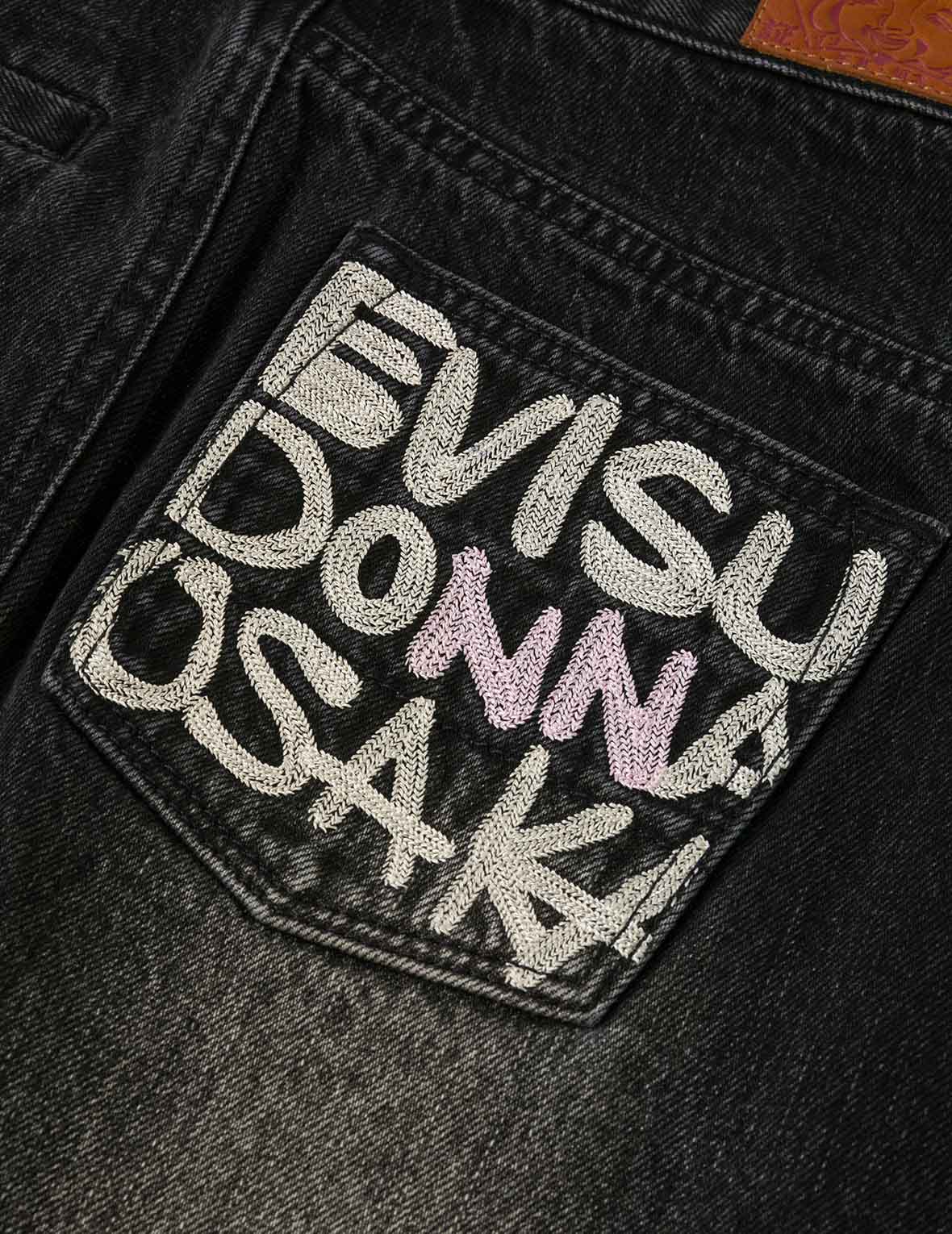Seagull and Slogan Embroidery Regular Fit Distressed Washed Denim Skirt - Image 7