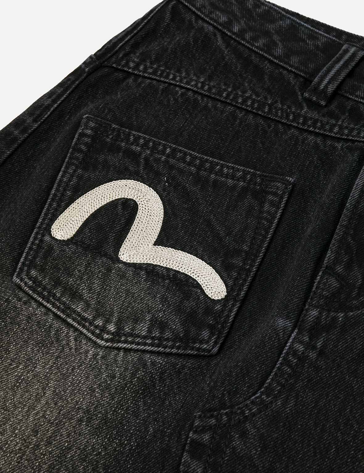 Seagull and Slogan Embroidery Regular Fit Distressed Washed Denim Skirt - Image 8