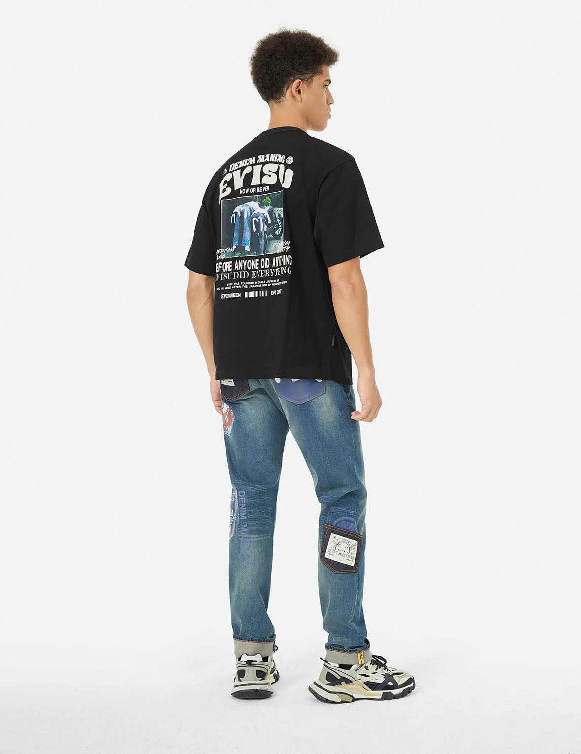 Seagull and Vintage Image Print Relax Fit T-Shirt - Image 3