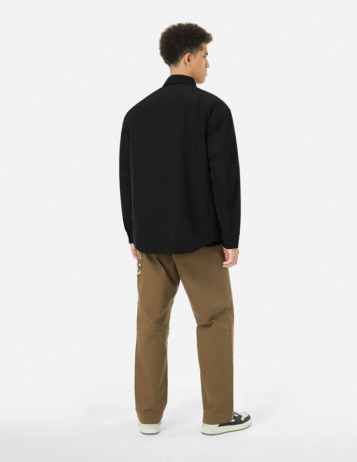 Seagull and Wave Embroidery Relax Fit Padded Shirt Jacket - Image 4