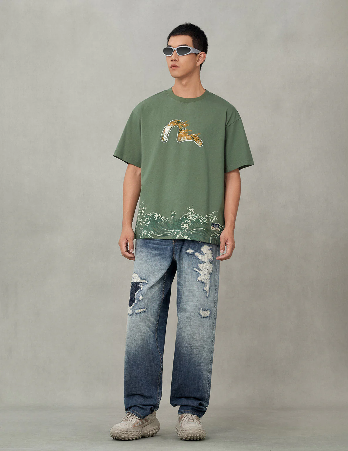 Seagull and Wave Print Relax Fit T-Shirt - Image 10