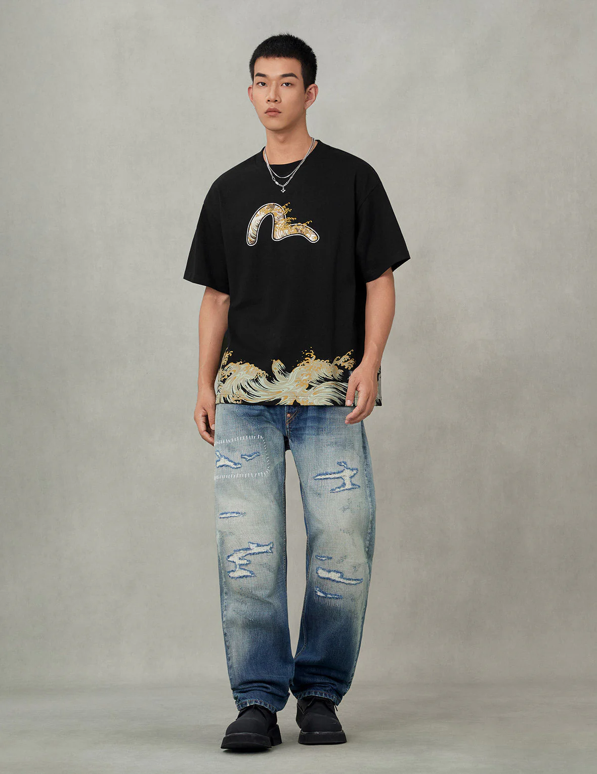 Seagull and Wave Print Relax Fit T-Shirt - Image 9