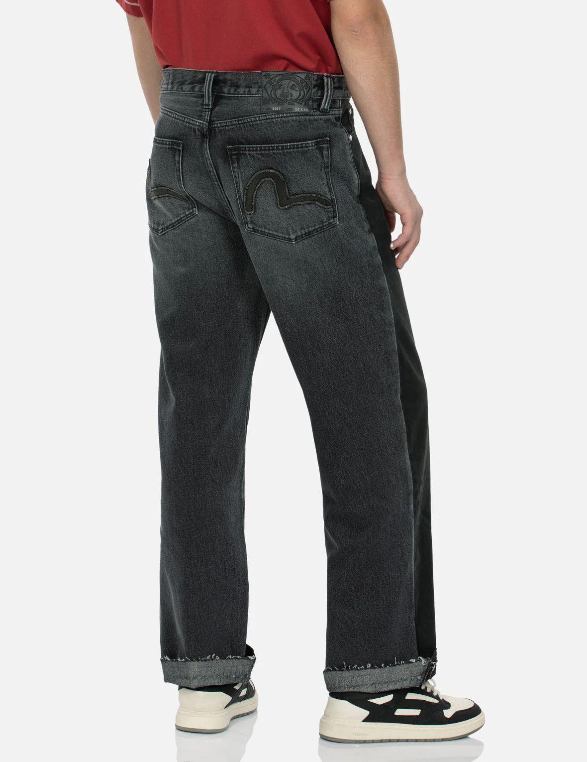Seagull Appliqué Embroidery Baggy Fit Patchwork Jeans - Image 13