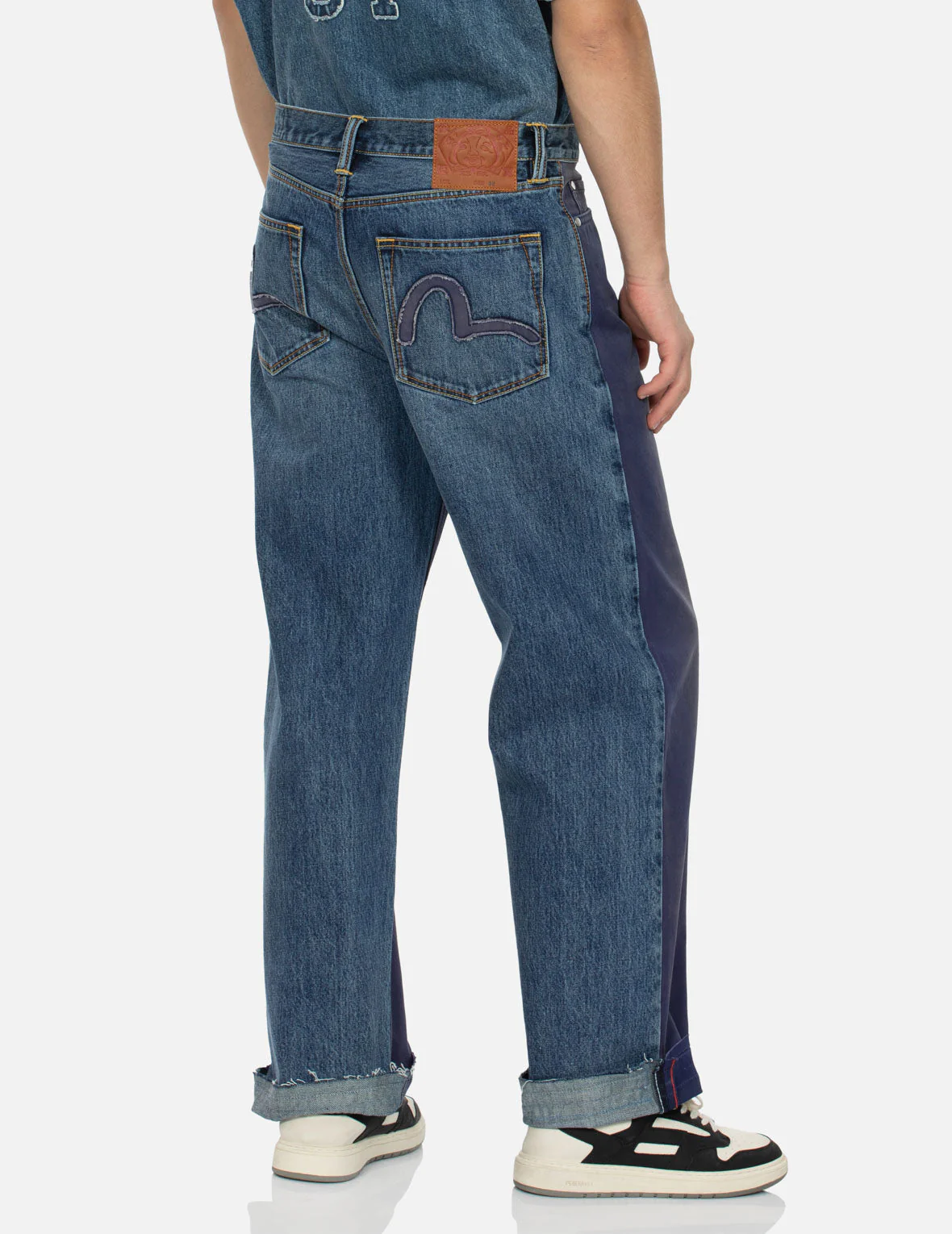 Seagull Appliqué Embroidery Baggy Fit Patchwork Jeans - Image 14