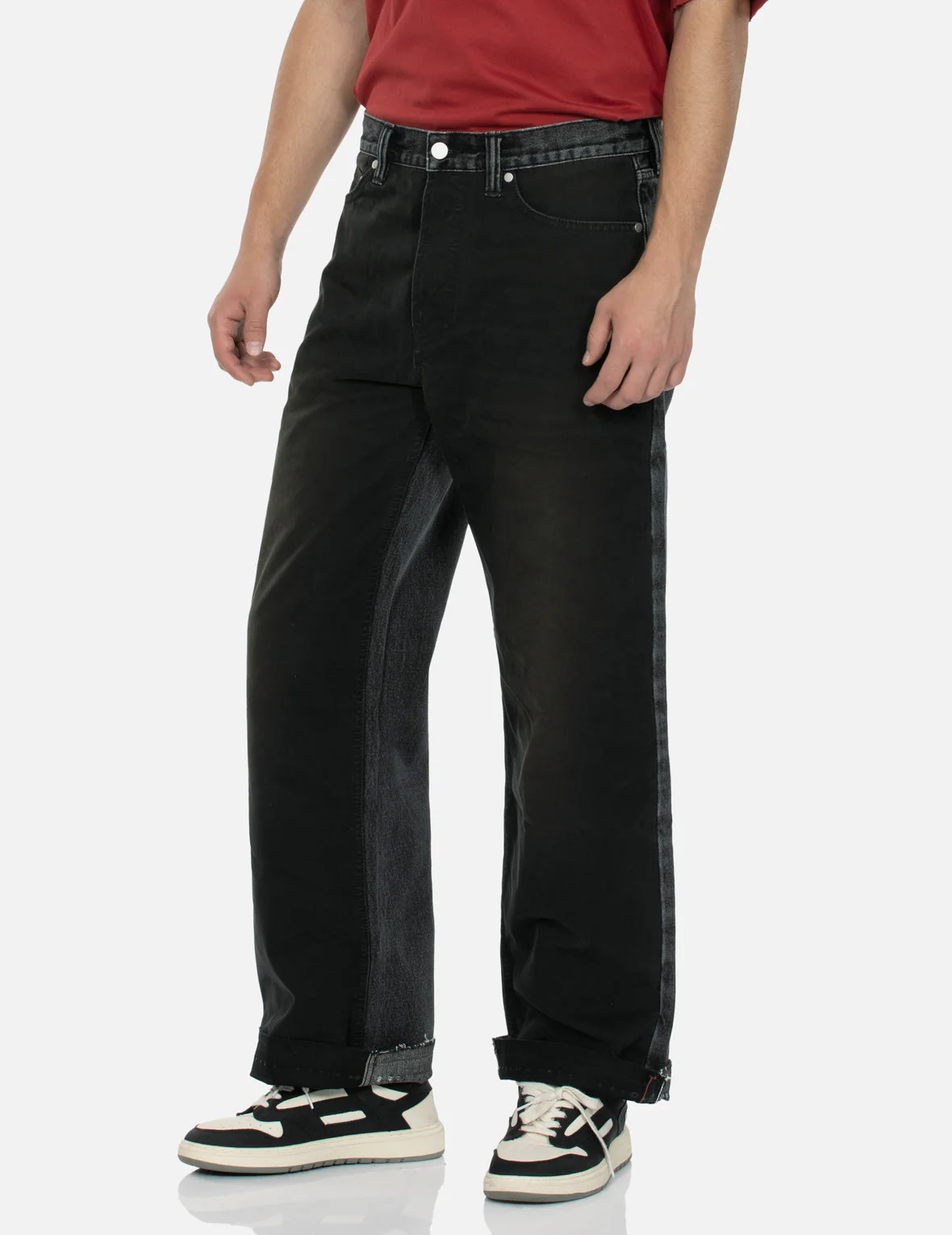Seagull Appliqué Embroidery Baggy Fit Patchwork Jeans - Image 15