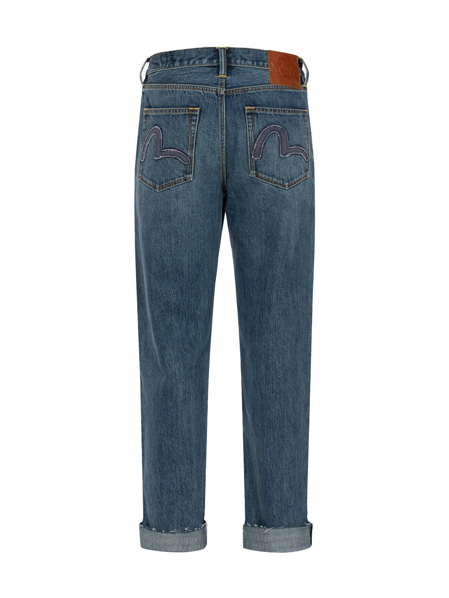 Seagull Appliqué Embroidery Baggy Fit Patchwork Jeans - Image 24