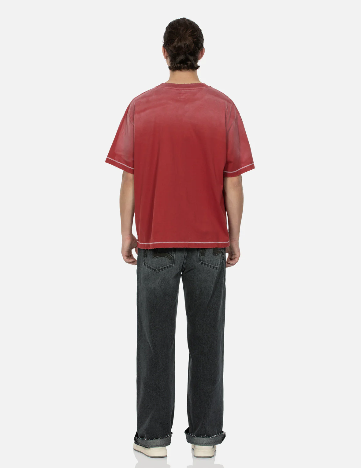 Seagull Appliqué Embroidery Baggy Fit Patchwork Jeans - Image 9