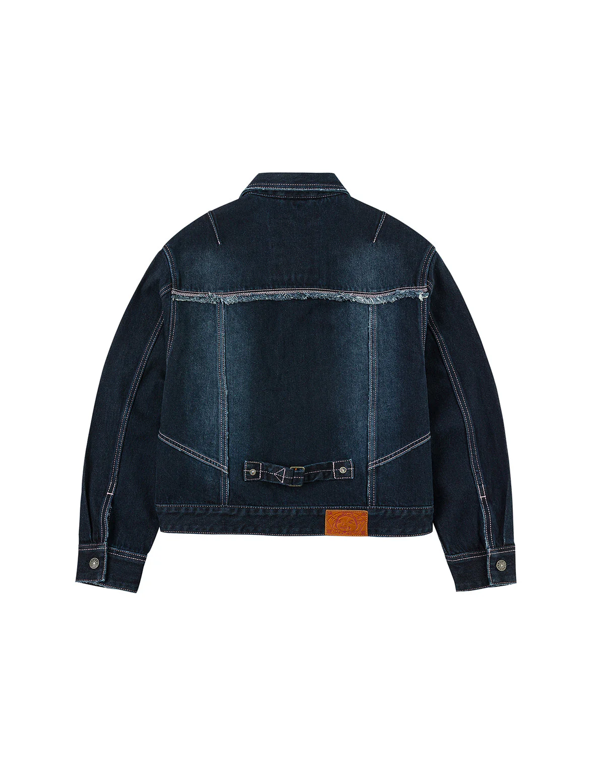 Seagull Appliqué Embroidery Loose Fit Washed Denim Jacket - Image 2