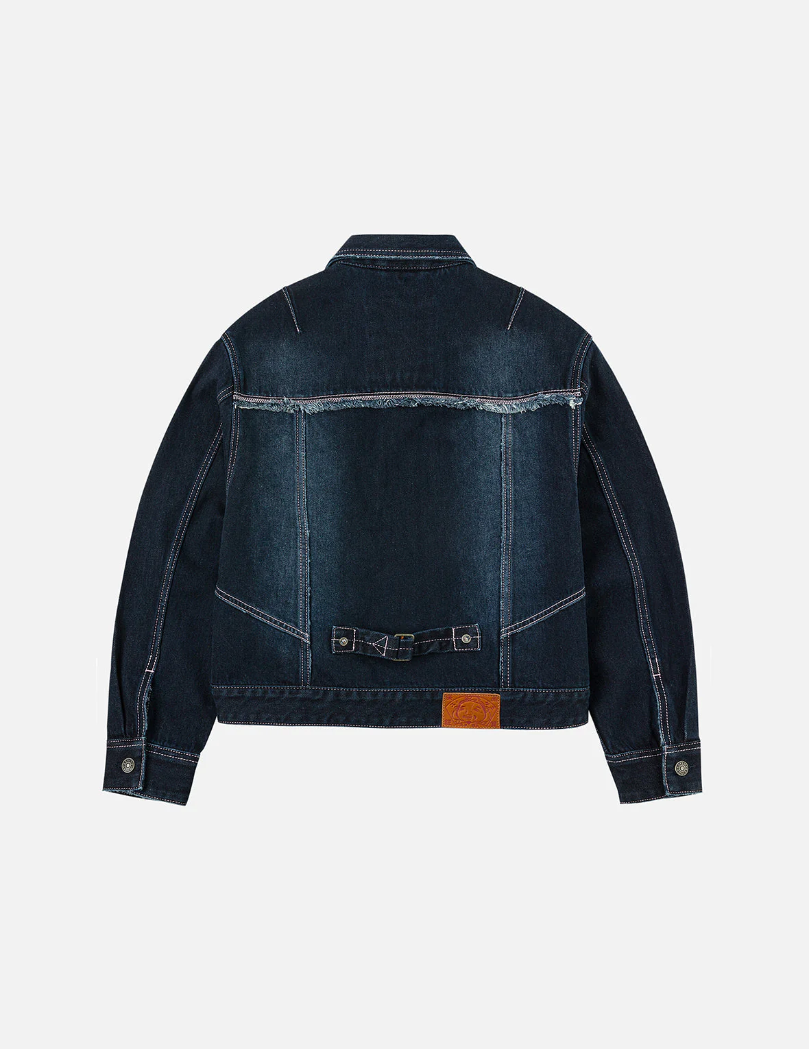 Seagull Appliqué Embroidery Loose Fit Washed Denim Jacket - Image 4