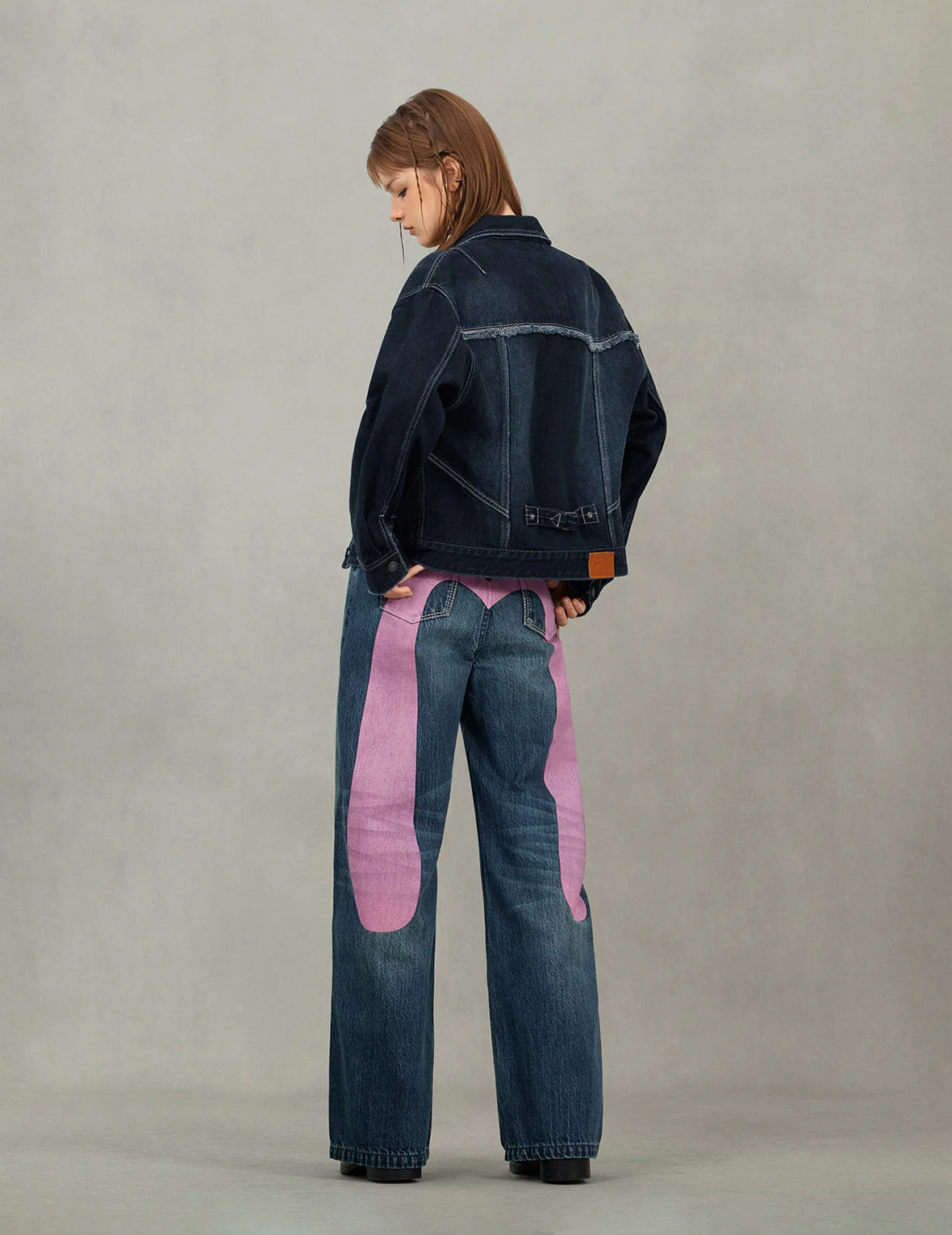 Seagull Appliqué Embroidery Loose Fit Washed Denim Jacket - Image 6