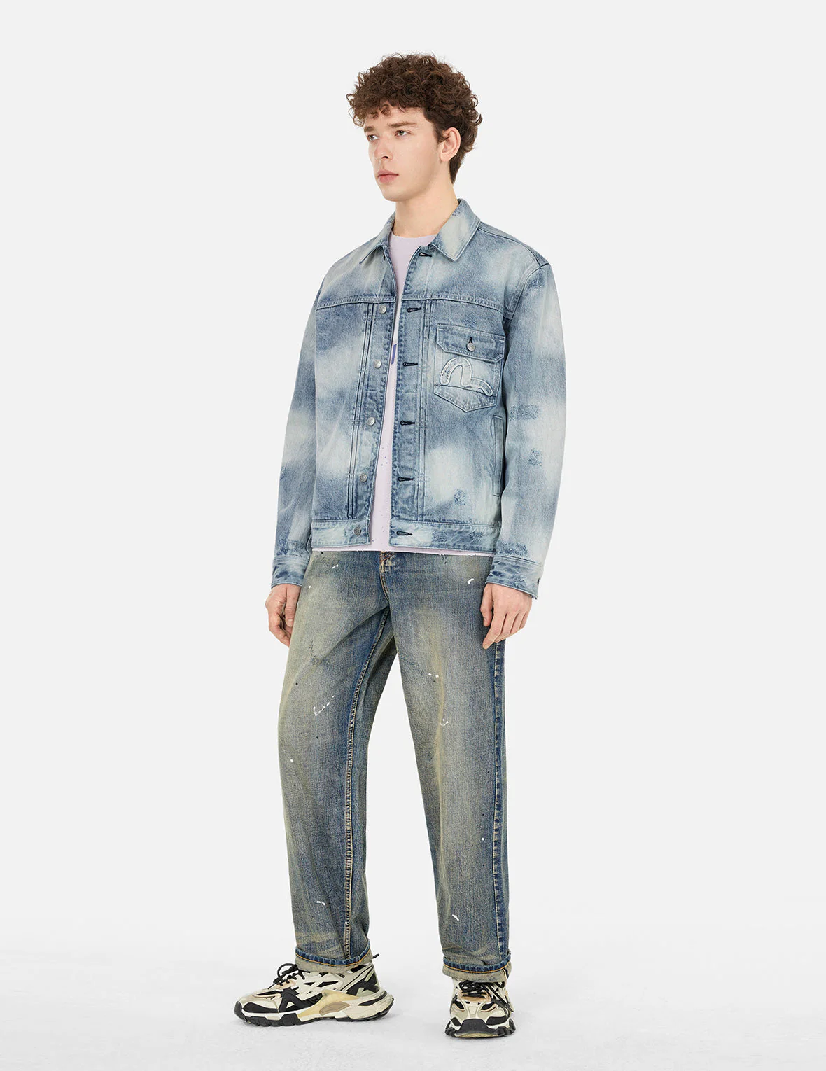 Seagull Appliqué Embroidery Relax Fit Denim Jacket - Image 3
