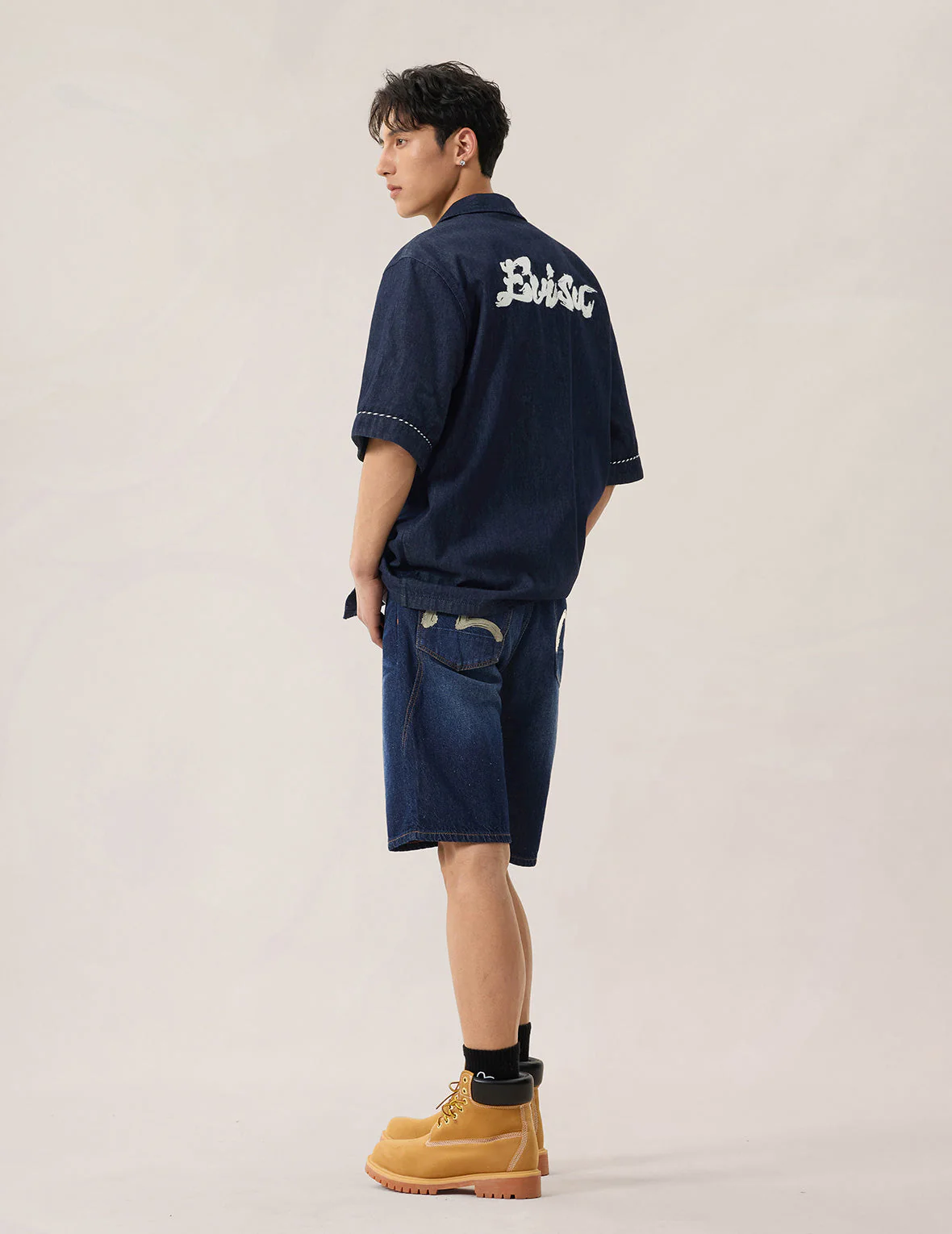 Seagull Brushstroke Denim Shorts - Image 6