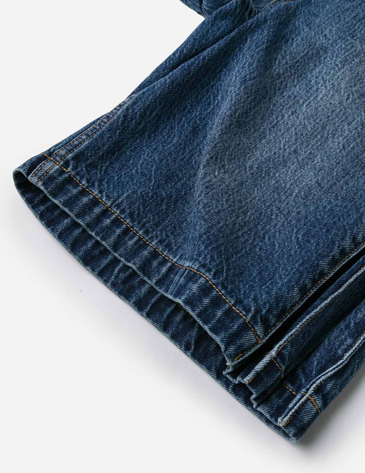 Seagull Embossed Fashion Fit Pleated Denim Shorts - Image 12