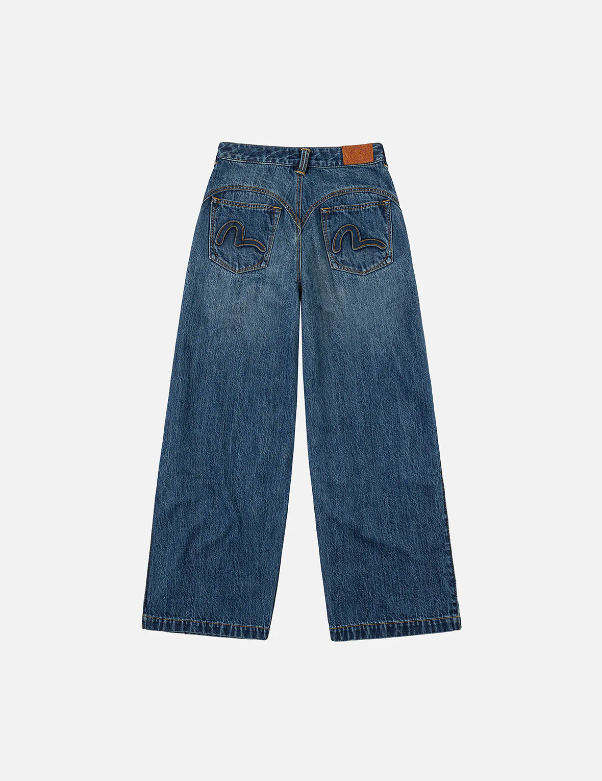 Seagull Embossed Fashion Fit Pleated Jeans - Image 3