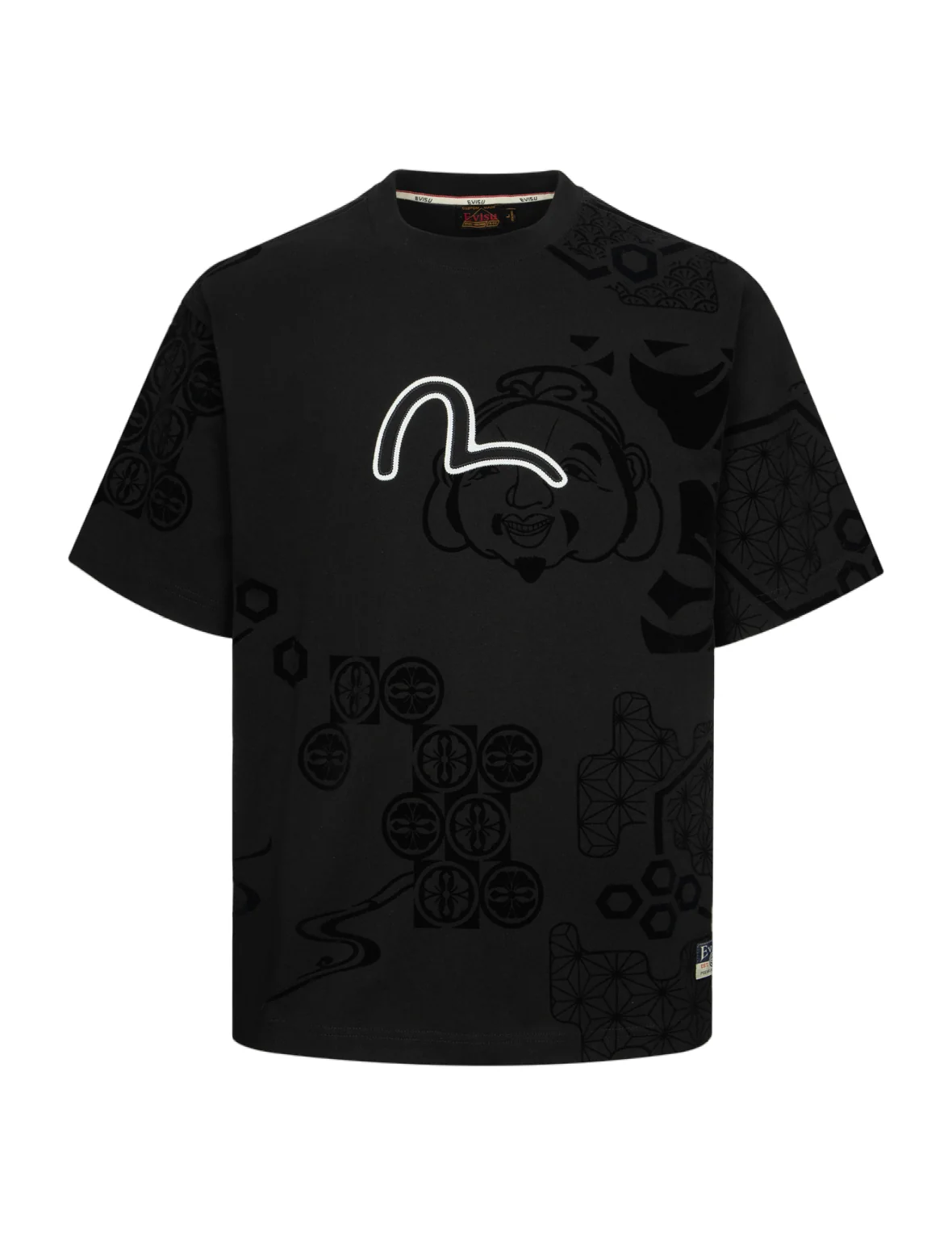 Seagull Embroidery and Allover Flocking Patterns Relax Fit T-shirt - Image 25