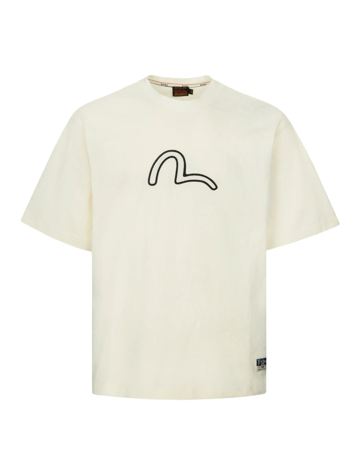 Seagull Embroidery and Allover Flocking Patterns Relax Fit T-shirt - Image 26