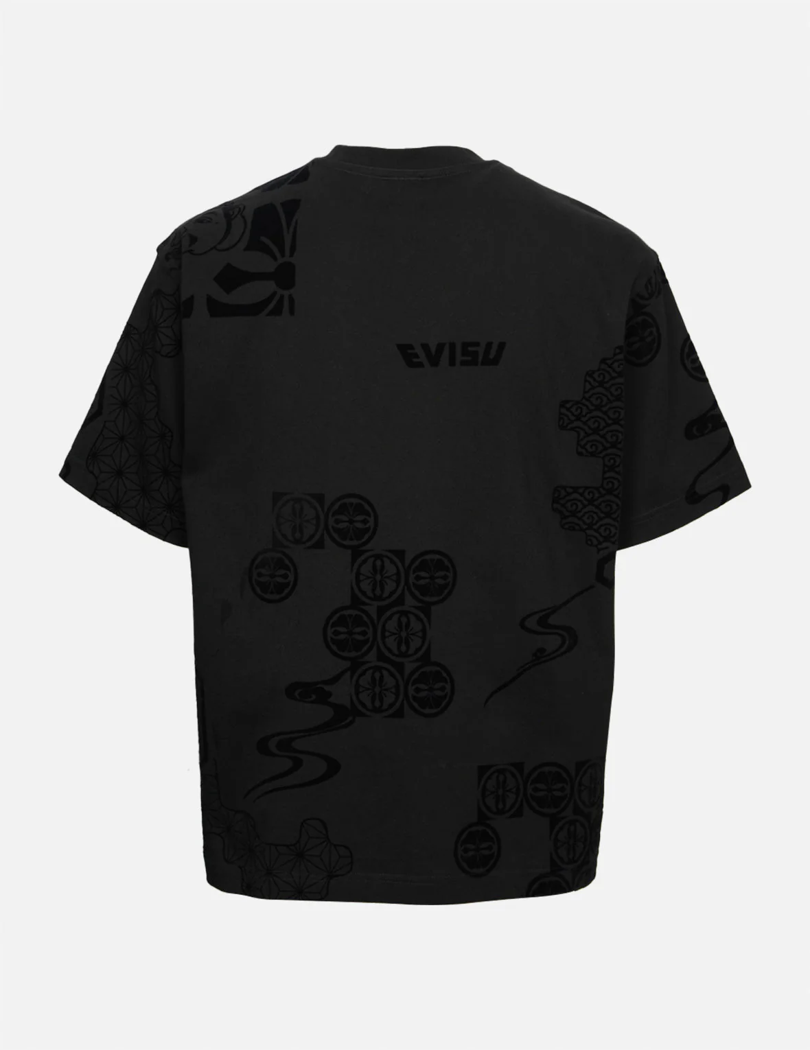 Seagull Embroidery and Allover Flocking Patterns Relax Fit T-shirt - Image 3