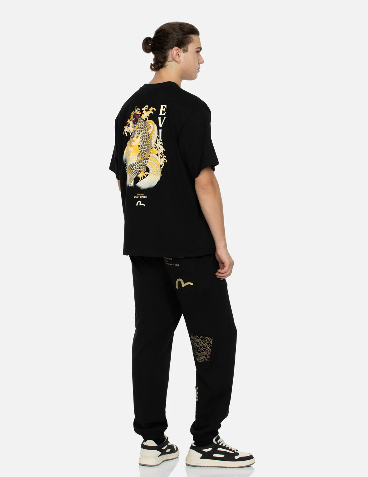 Seagull Embroidery and Carp Print Relax Fit T-shirt - Image 6