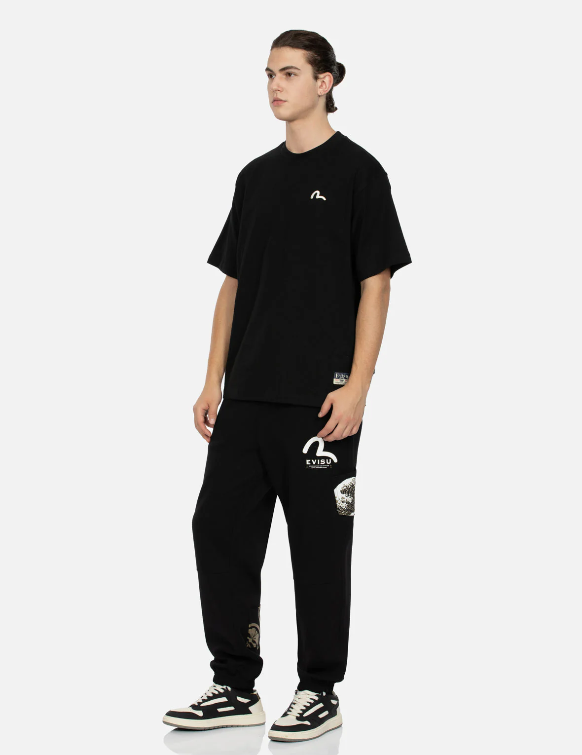 Seagull Embroidery and Carp Print Relax Fit T-shirt - Image 8