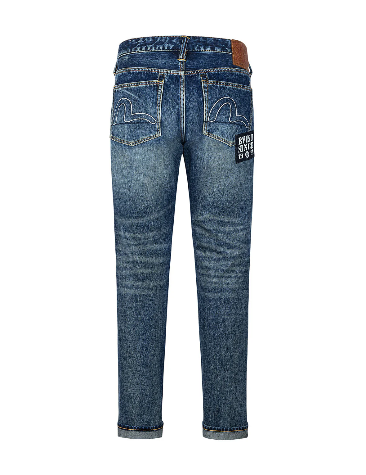 Seagull Embroidery and "EVISU SINCE 1991" Print Patch Taper Fit Jeans #2017 - Image 12