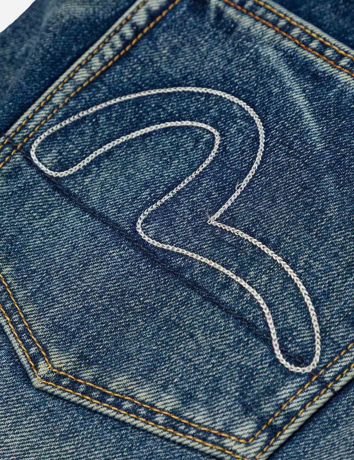 Seagull Embroidery and "EVISU SINCE 1991" Print Patch Taper Fit Jeans #2017 - Image 5