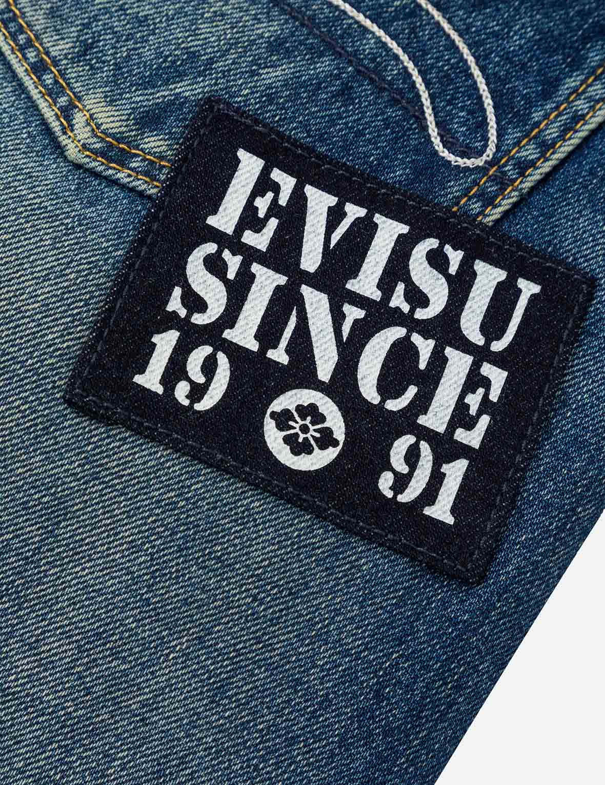 Seagull Embroidery and "EVISU SINCE 1991" Print Patch Taper Fit Jeans #2017 - Image 6
