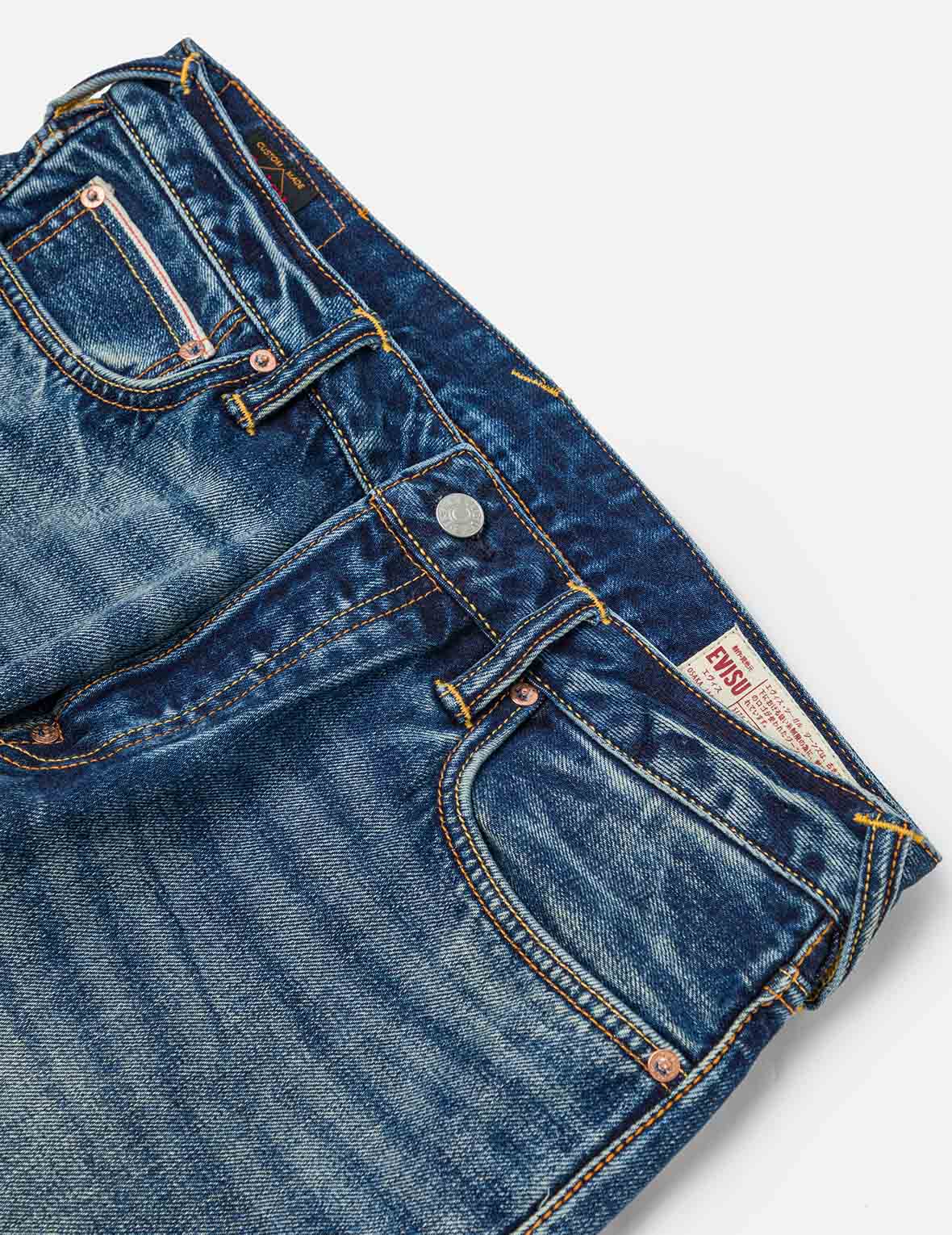 Seagull Embroidery and "EVISU SINCE 1991" Print Patch Taper Fit Jeans #2017 - Image 7