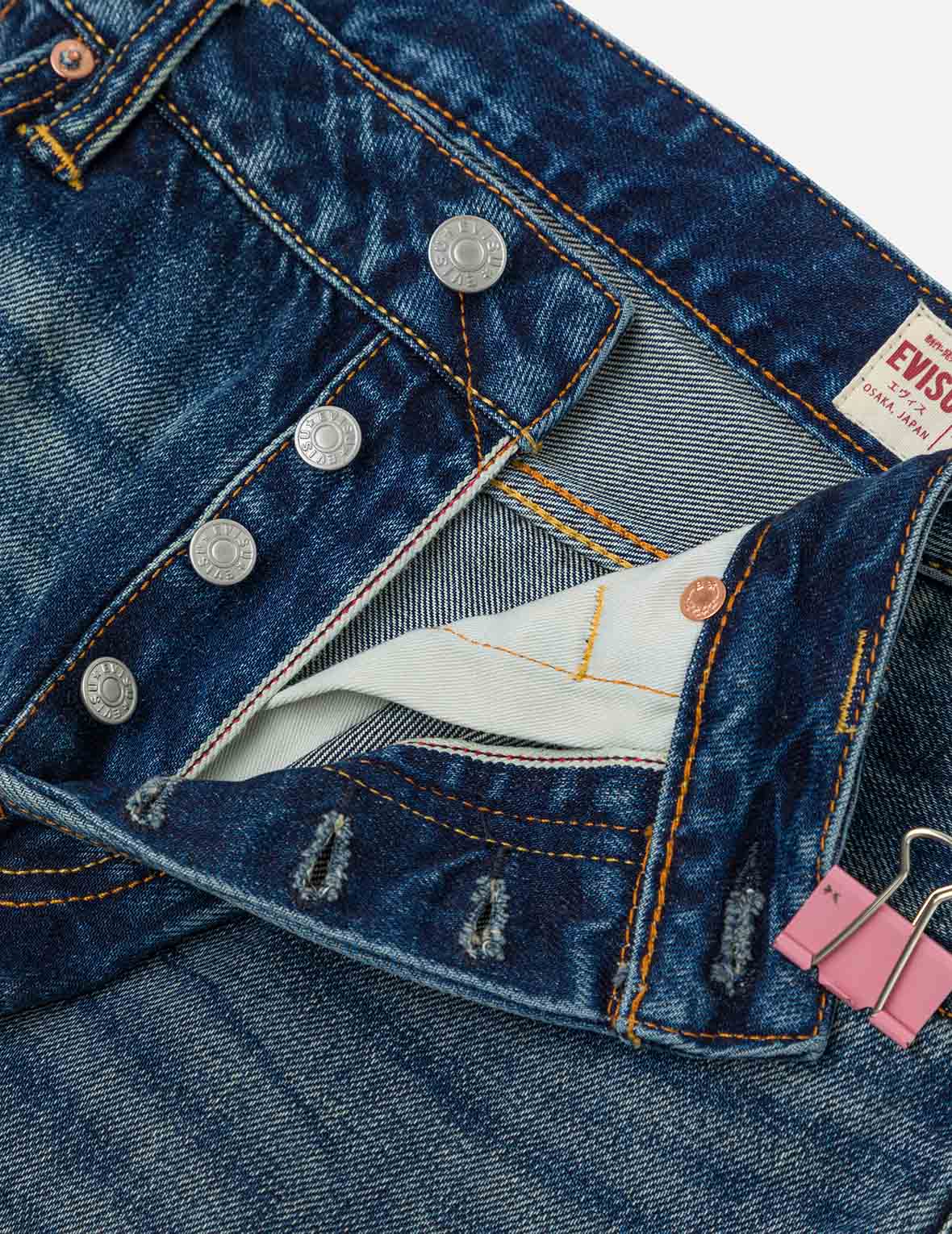 Seagull Embroidery and "EVISU SINCE 1991" Print Patch Taper Fit Jeans #2017 - Image 8