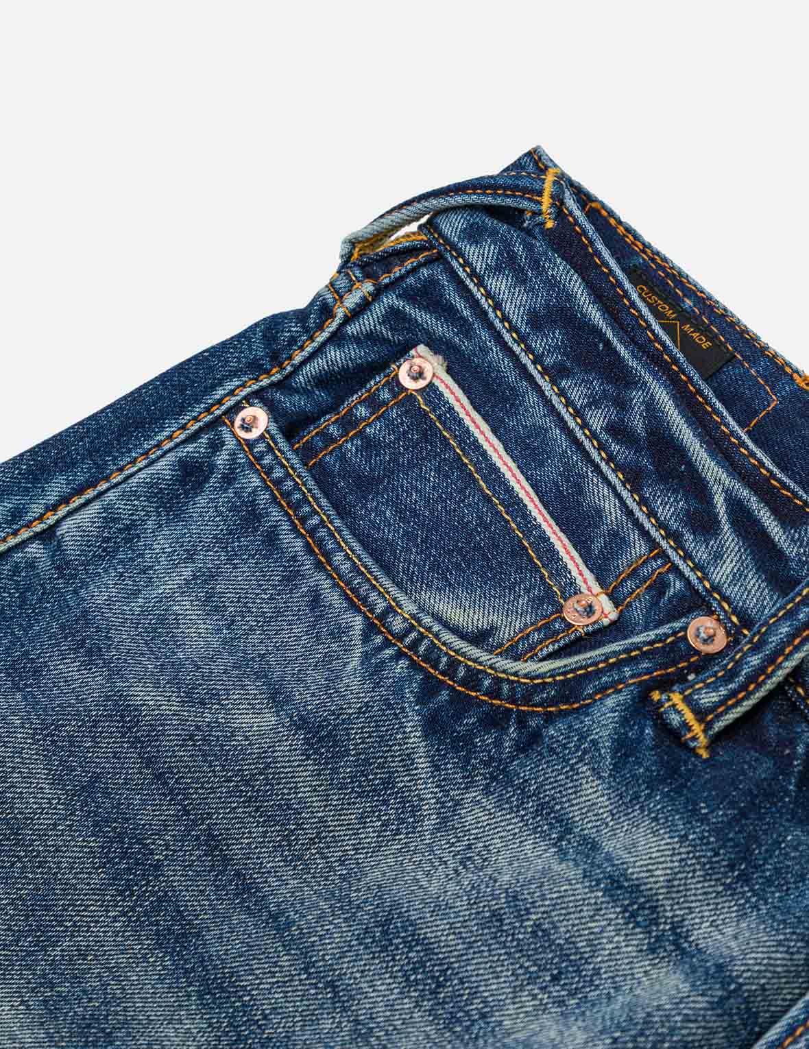Seagull Embroidery and "EVISU SINCE 1991" Print Patch Taper Fit Jeans #2017 - Image 9