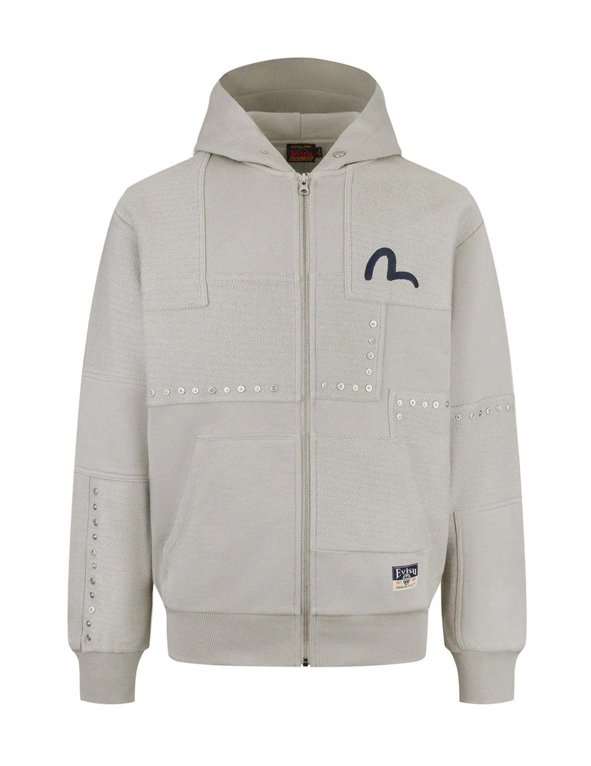 Seagull Embroidery and Fabric Blocking Relax Fit Hoodie - Image 12